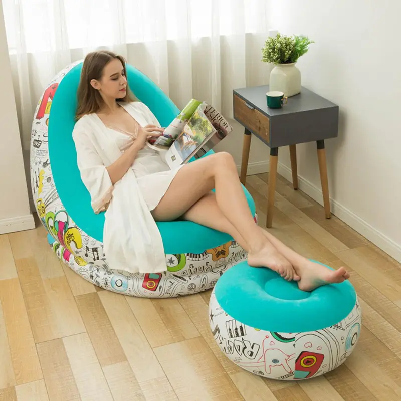 Đệm hơi, ghế hơi tựa lưng họa tiết Kèm bơm điện 2 chiều 5