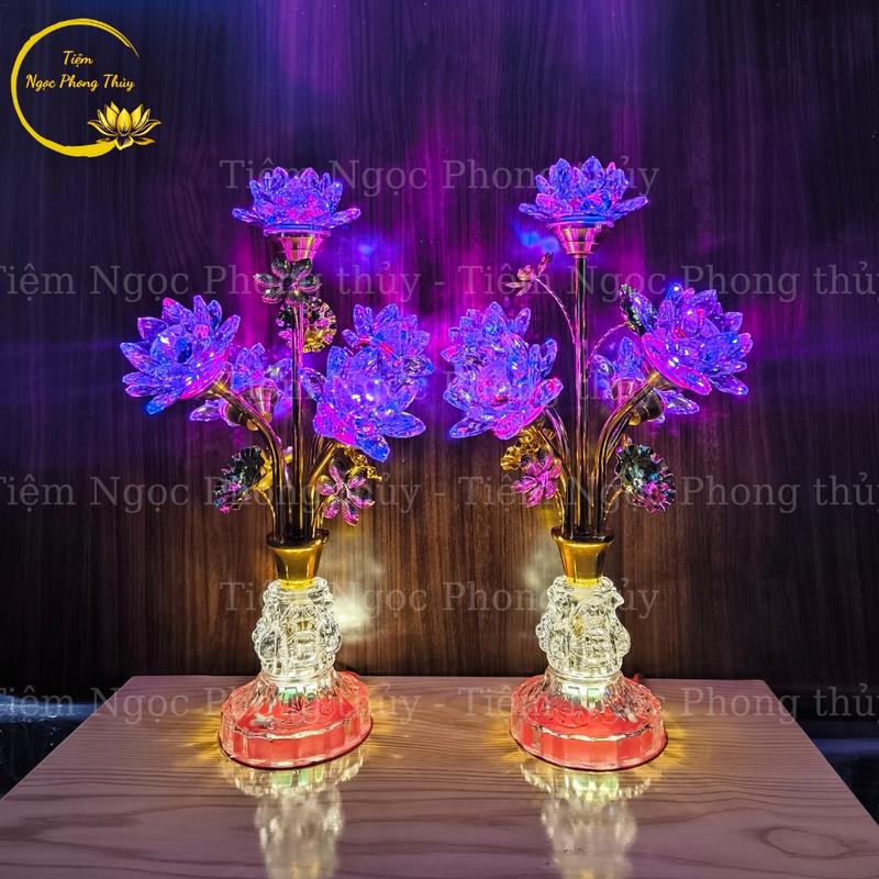 Đèn thờ 5 bông pha lê 3 chế độ sáng Trang Trí Nhà Decor Phòng Decor Phòng Khách 6