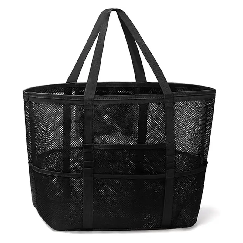 Large Capacity Mesh Beach Bag, 1 Count Portable Folding Mesh Beach Bag, Outdoor Sports Storage Bag for Swimming & Beach 0
