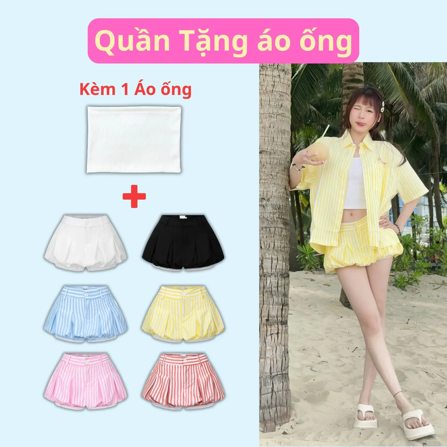Quần Short Bí Phồng phối ren Y2K cạp trễ SAIGONESE Nữ đi biển, hằng ngày