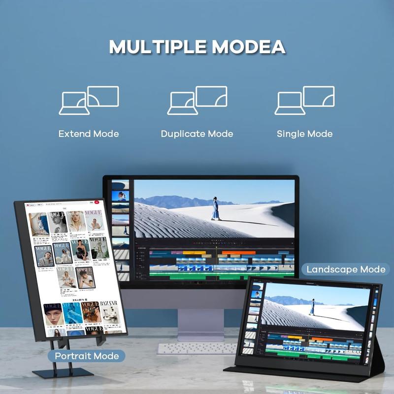 Portable Monitor, FHD 1080P Portable Laptop Monitor with Mini HDMI Port & Type-C Interface, Suitable for Expanding Display & Screen Mirroring 4
