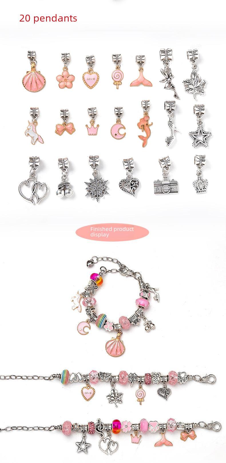 Product Introduction of Cross-Border Hot-Selling Children's Handmade Crystal Loose Beads Alloy Bracelet DIY Beading Material Kit Jewelry Accessories Gift Box Set 16