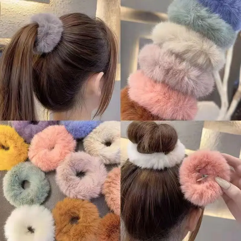 Cute plush hair rope head rope female ponytail ball head simple temperament hair ring H003