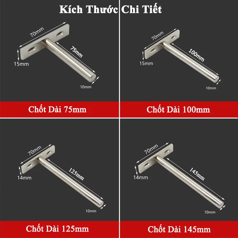 Chốt Âm Kệ Treo Tường Chữ T KUNBE Nhiều Kích Thước Phù Hợp Treo Kệ Tường, Kệ Gỗ Tivi Mà Không Lộ Vít 1