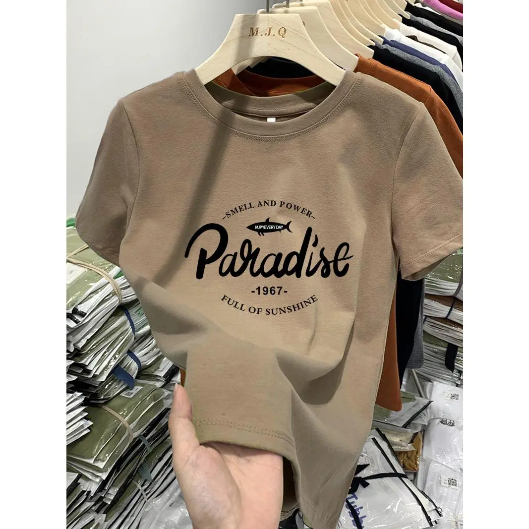 2025 short-sleeved T-shirt women's fashion age-reducing top T-shirt spring summer