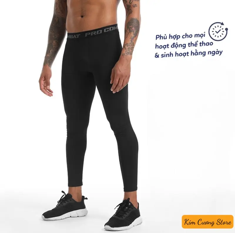 Quần giữ nhiệt nam legging combat pro quần bó cơ đá bóng tập gym cầu lông chạy bộ Sport quần  giữ nhiệt quần legging thể thao 2