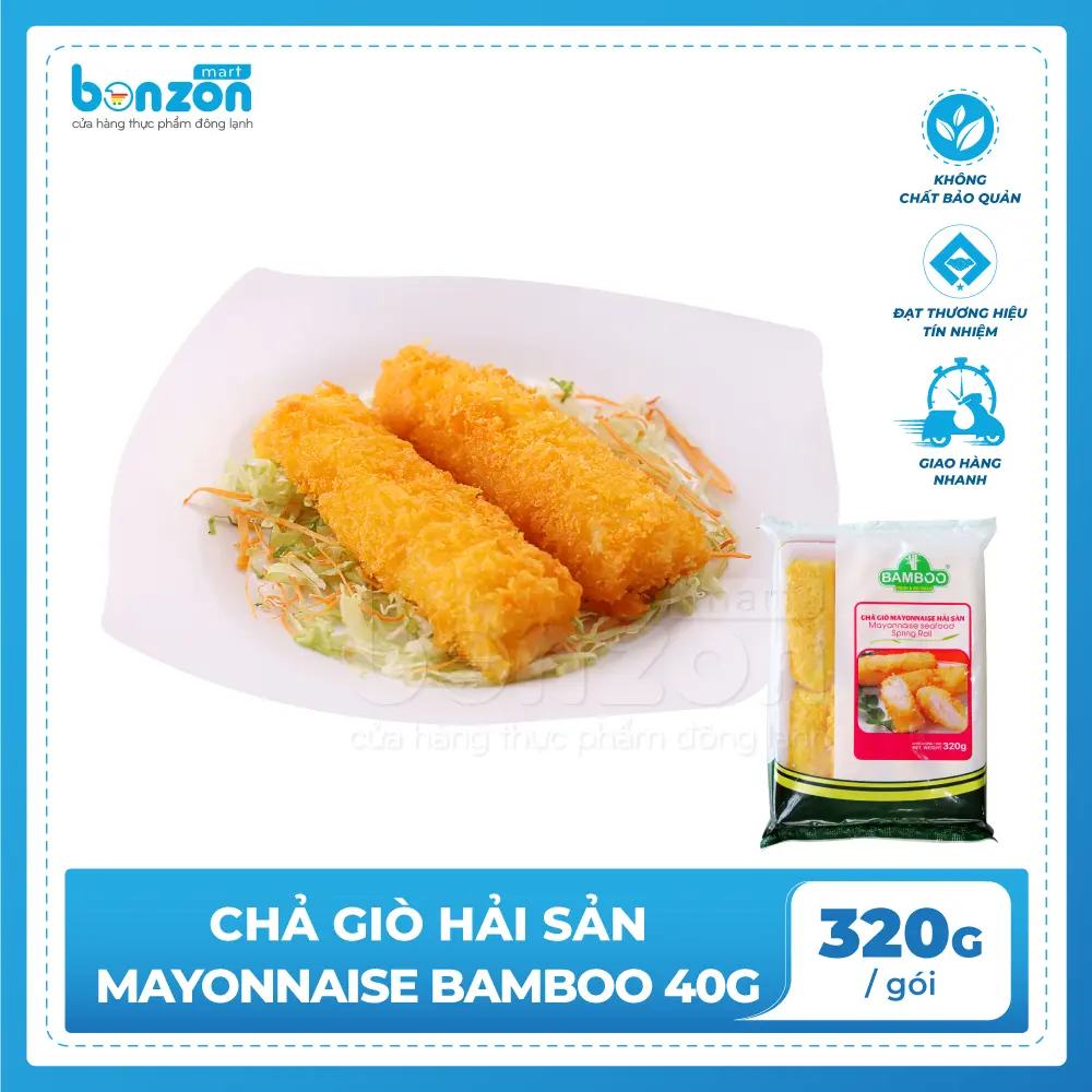 Chả Giò Hải Sản Mayonnaise Bamboo Bonzon Chiên Nhanh 5 Phút Thơm Ngon Tiện Lợi Túi 320G [Giao nhanh 2H]