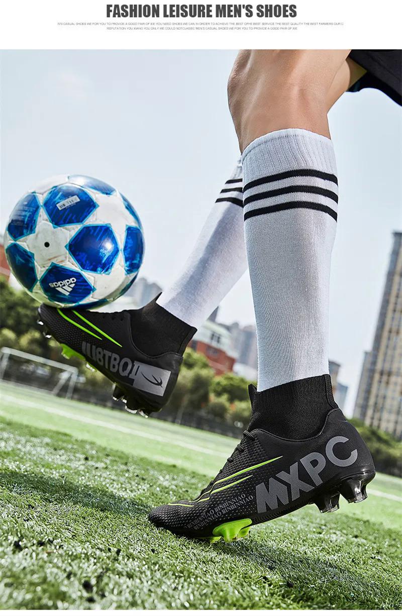 Product Introduction of 35-45 Futsal Shoes for Men Artificial Grass Soccer Shoes High Top Football Boots Kids Football Shoes Korean Style Cleats Shoes Specs Boys Outdoor Sports Shoes Big Size 45