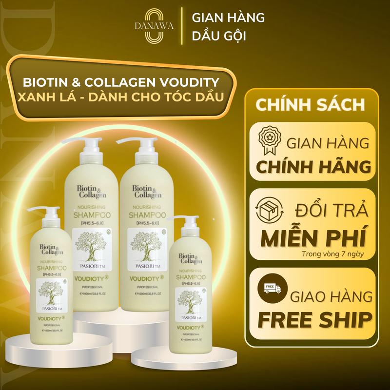 [CHÍNH HÃNG] Cặp Dầu gội xả Biotin Collagen Voudioty Màu Xanh lá Kiềm dầu giảm bết 500ml-100ml, Dầu cặp Lưu Hương 72h [2021] Nữ Tea