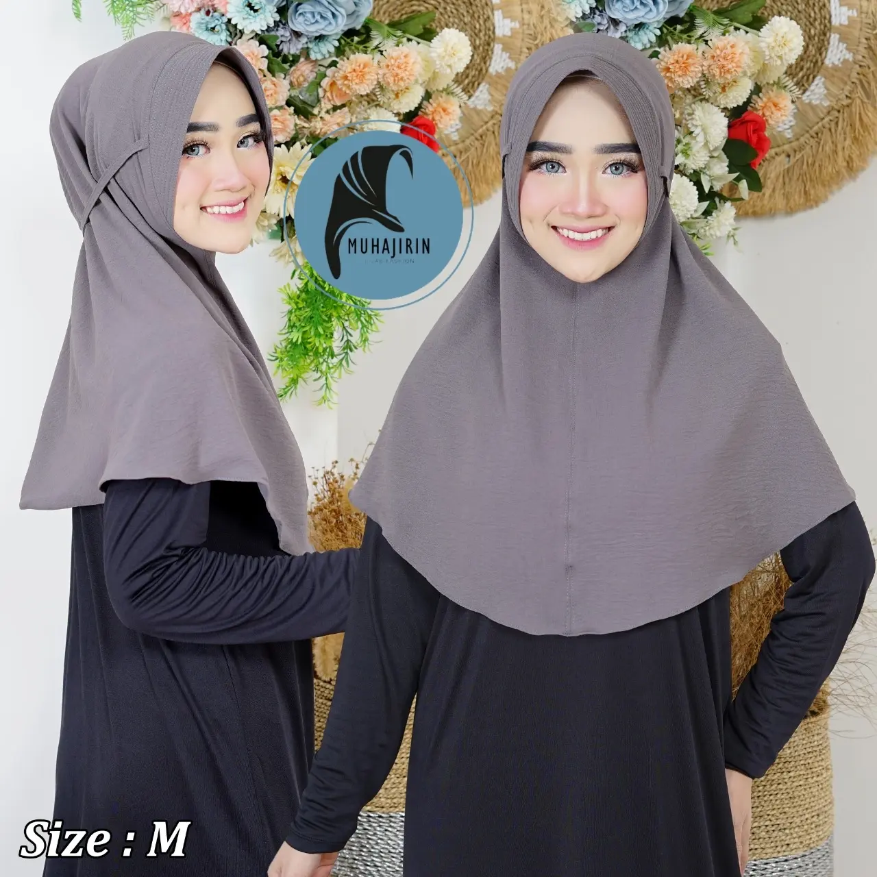 Muhajirin Hijab - HIJAB instan MARYAM CRINKLE AIRFLOW Variasi Pad TALI/ (Size: M) Kerudung bergo  dewasa muslim Daily Crinkle Airflow Premium sutra sage Nyaman Panjang