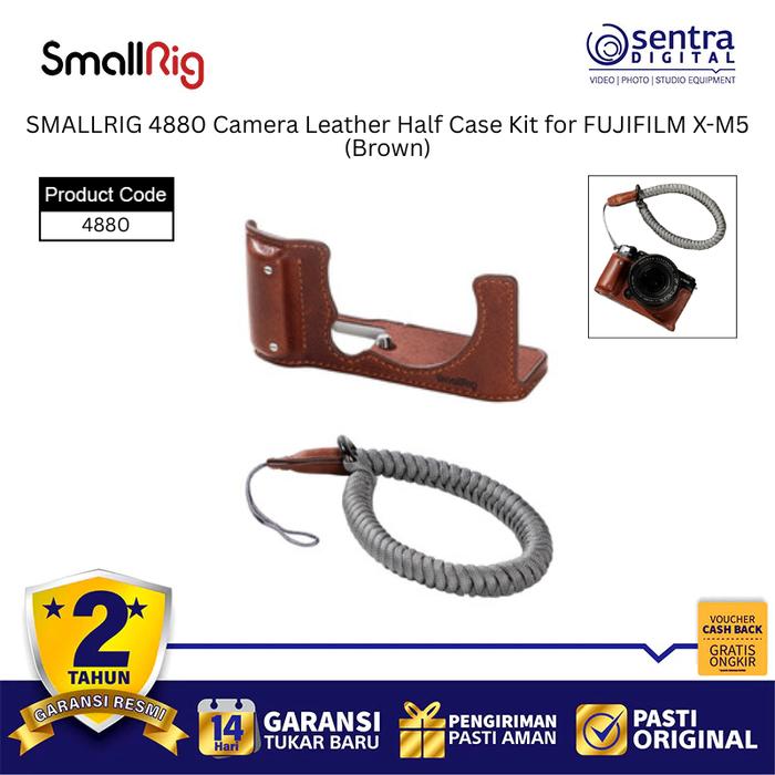 Gambar SMALLRIG 4880 PU Leather Half Case Brown for Fujifilm X-M5 with L-Plate Vlog Videography Accessories dari Sentra Digital Kota Surabaya Tokopedia