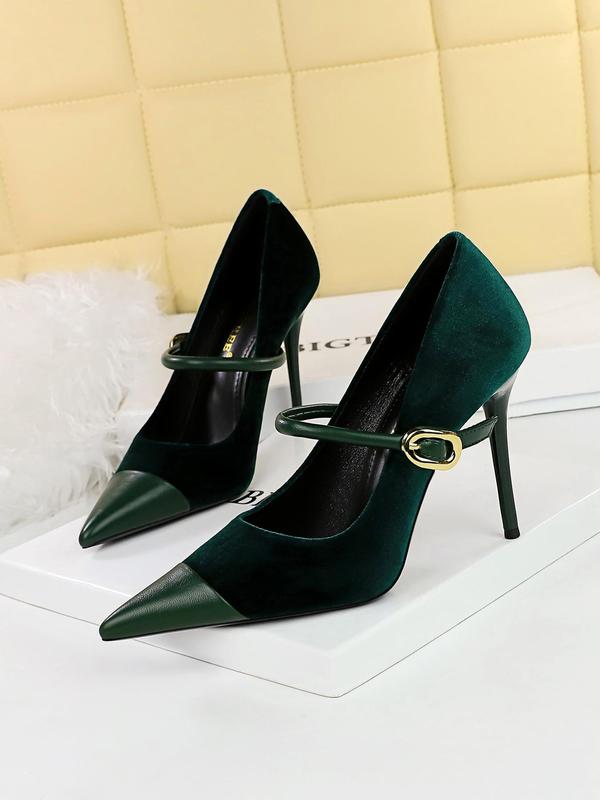 Women's Minimalist Temperament Solid Color Pointed Toe Stiletto Heels, Elegant Buckle Design High Heels for Party, Fashionable Heels for Women, Gift Ideas for Women Heelys, Shoes for Women 2