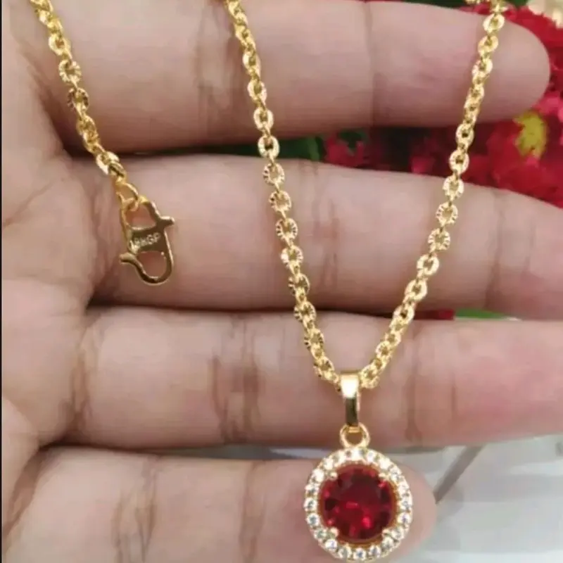 Kalung Nuri Panjang 45cm free Liontin Mata Satu Merah Cantik Xuping Asli LapisEmas 24k Anti Karat Perhiasan Fashion Wanita 0
