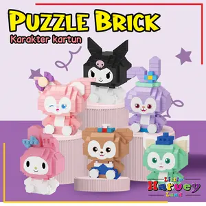 Mainan Edukasi Puzzle Brick Mini Kartun Karakter Hadiah Gift Nano Blok POP Plastik Balok Anak Toys - Blok Bangunan Pendidikan Anak