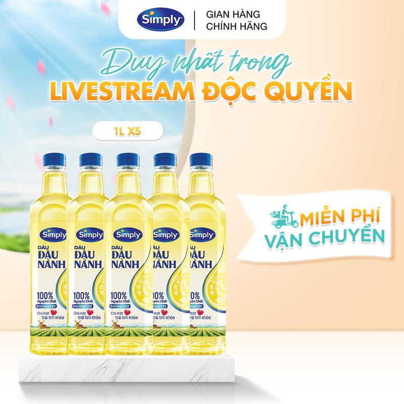 Combo 5 Dầu Ăn Đậu Nành Simply Nguyên chất 1L