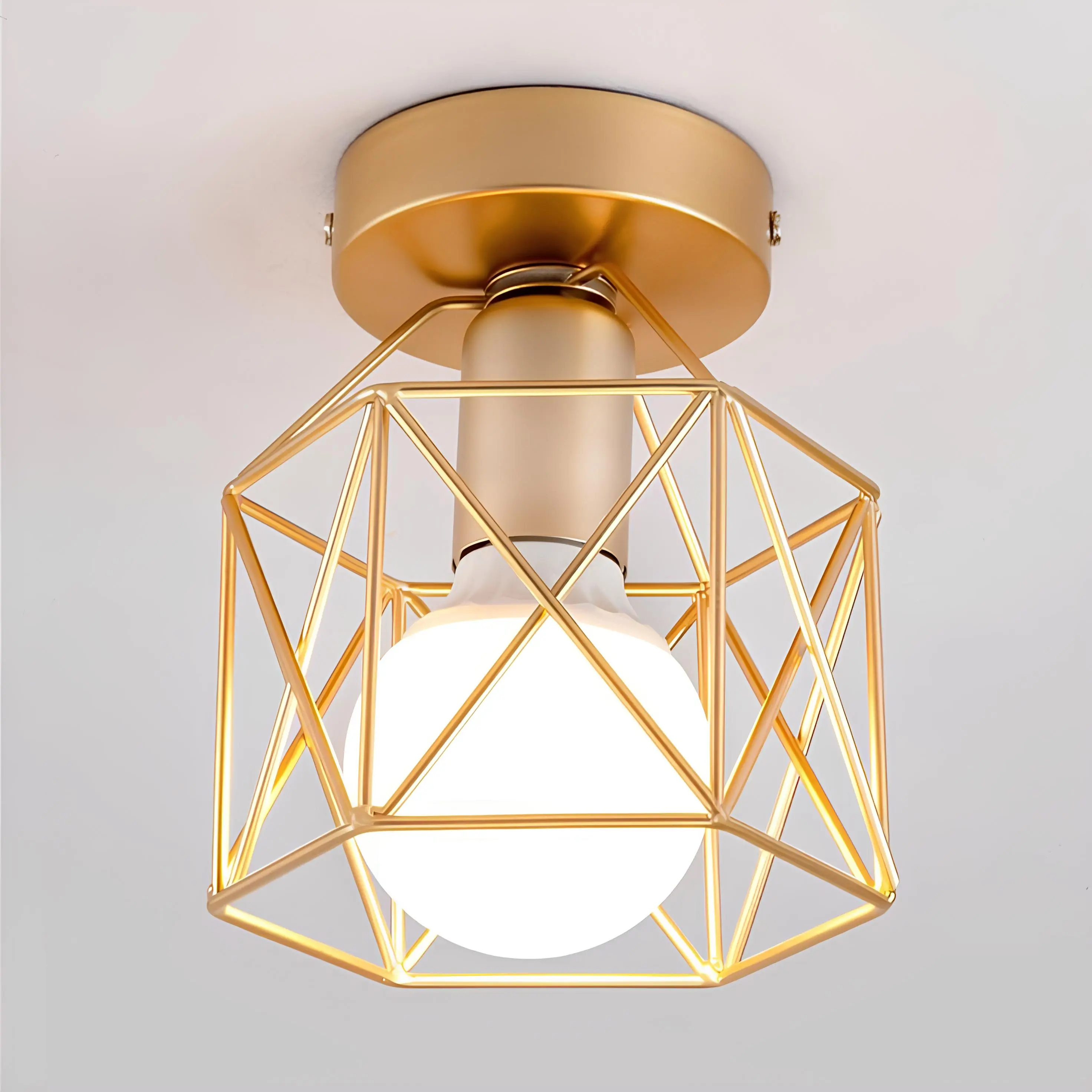 kap Lampu Hias Tempel Plafon Modern Dekorasi Lighting besi  gold  Hitam Putih Bohlam Minimalis