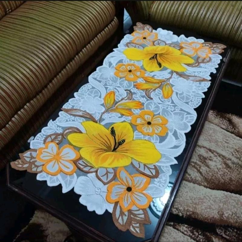 Taplak Meja Ruang Tamu-Taplak Meja Ukuran 100x50-Taplak Meja Motif Minimalis Modern-Table Runner Homemade Rajut 5