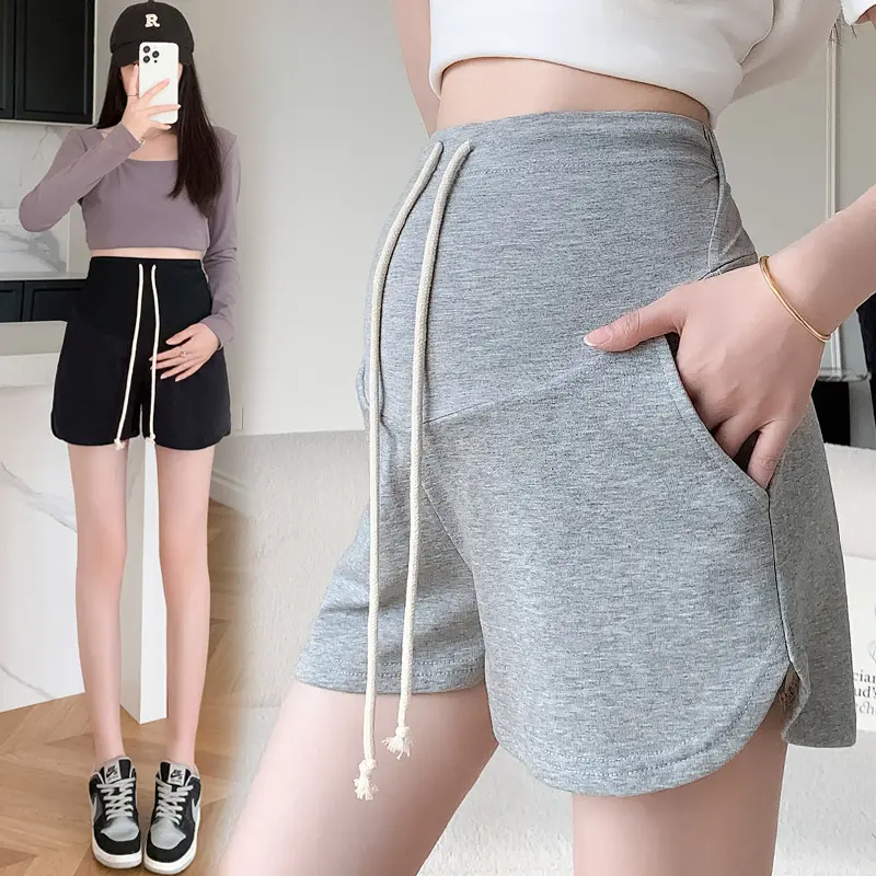 L69170# Pregnant Pants Thin Drawstring Wide Leg Outerwear Summer New Arrival Casual Pants Maternity Shorts Sport Pregnancy Pants