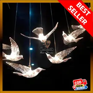 Lampu Burung Akrilik Gantung Langit-Langit LED Hiasan Dekorasi Wedding Plastik Acrylic Pelaminan