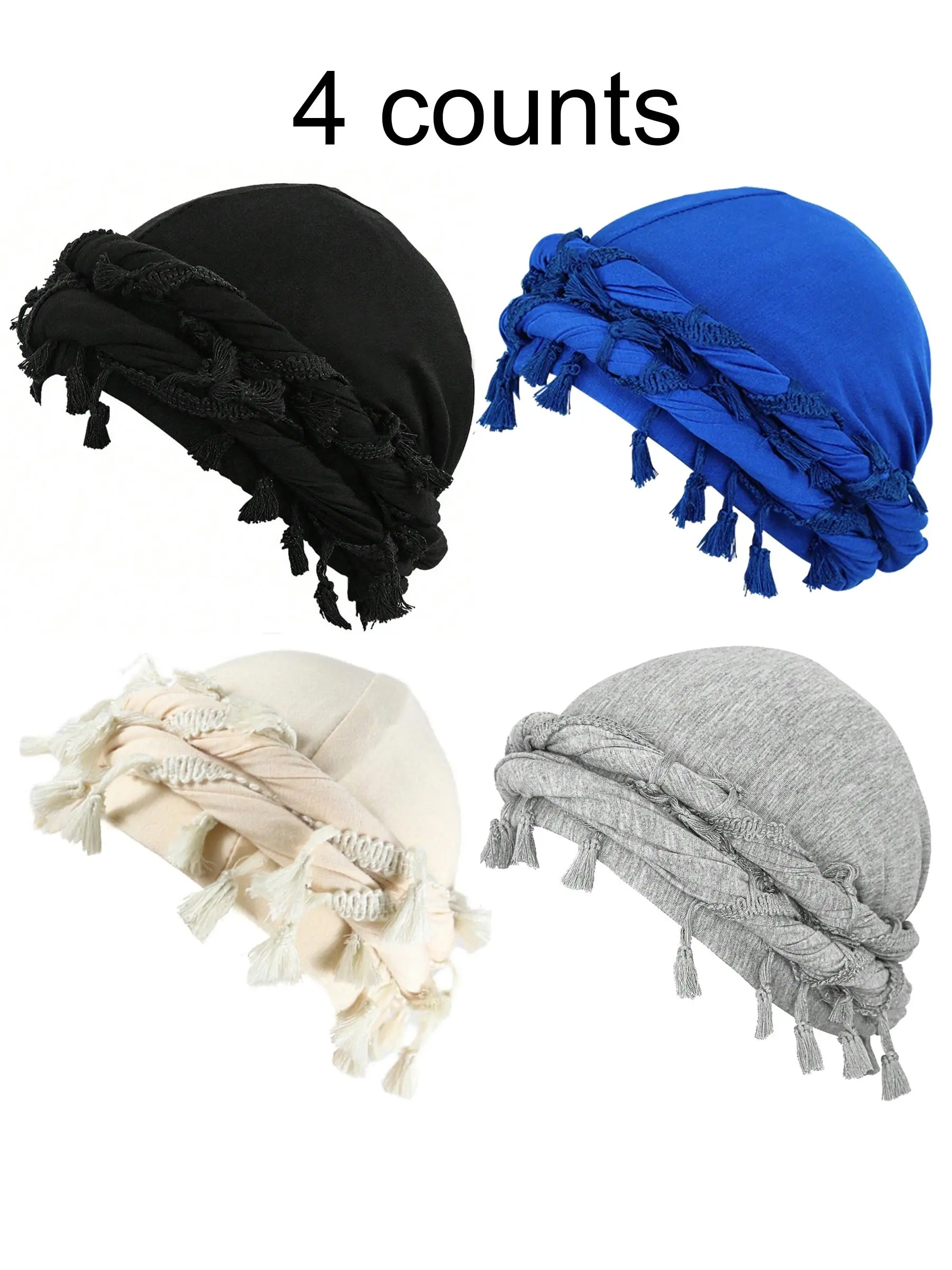 Solid Color Turban Hats for Men, Accessories for Men, Turban Hijab, Boho Style Hair Accessories for Women & Girls, Unisex Vintage Trendy Hair Accessories for Daily Wear