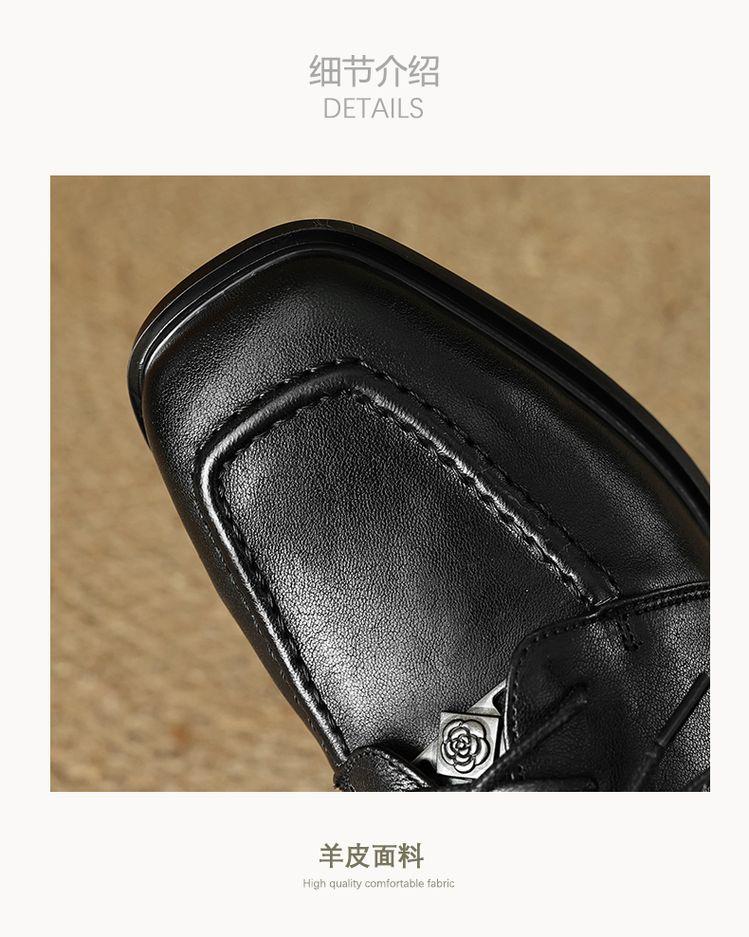 Product Introduction of Leather women's shoes fashion matching single shoes thick heel loafers inside and outside the full head layer of sheepskin Footwear Girl Comfort Closed Active 14