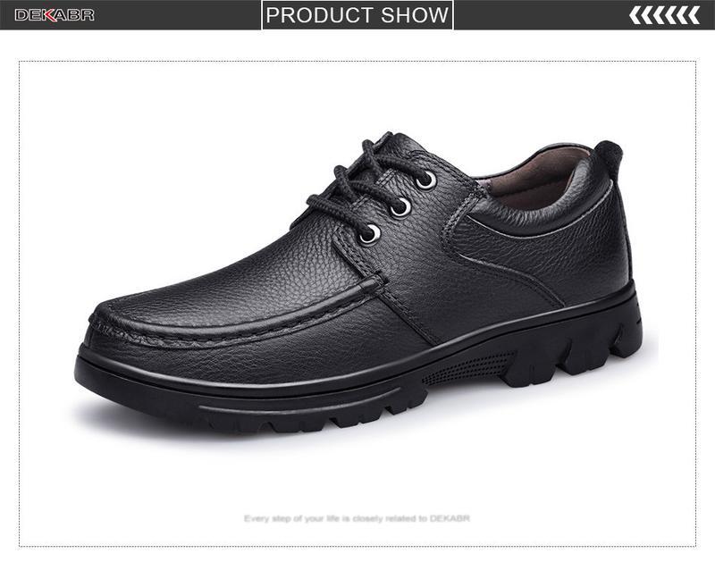 Product Introduction of DEKABR New Lace Up Fashion Genuine Leather Casual Men Shoes Designer Comfortable Breathable Loafers Driving Shoes Big Size 37-50 48