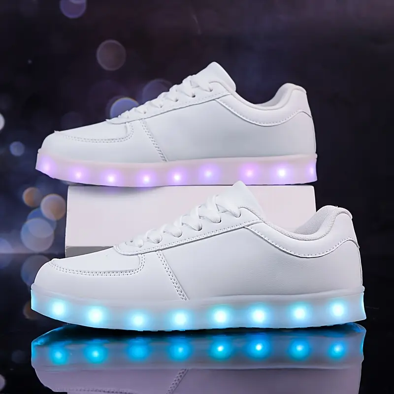 [Rechargeable LED Light Shoes] USB Rechargeable 450mAh LED Light-Up Skateboarding Shoes - Breathable Fabric Inner, Durable TPR Sole, All-Season Casual Sports Footwear 3