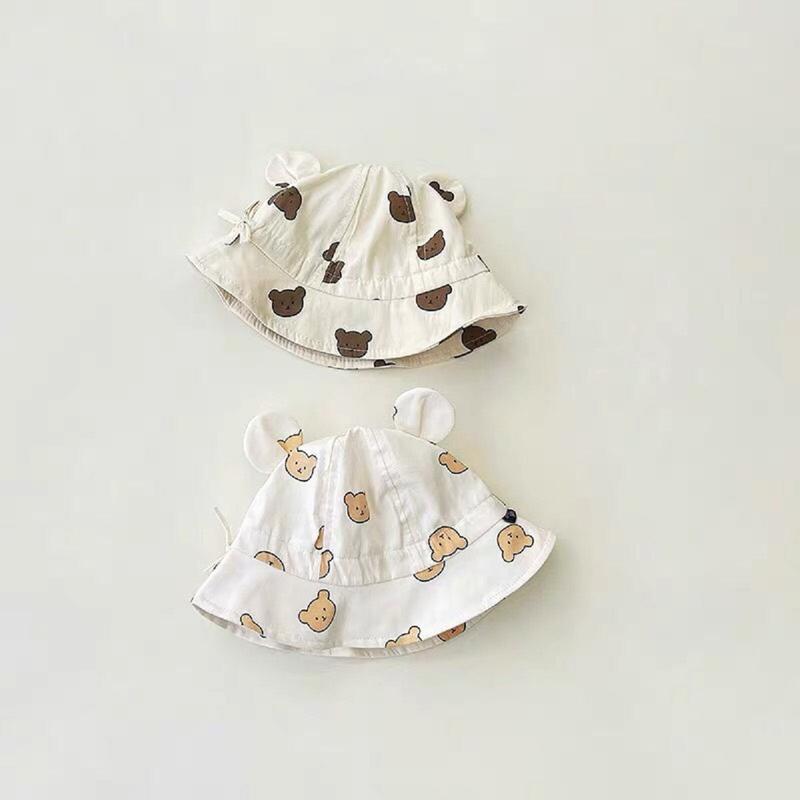 Mũ gấu hàn cute 2 Màu be kem cho bé trai bé gái 3-24 tháng