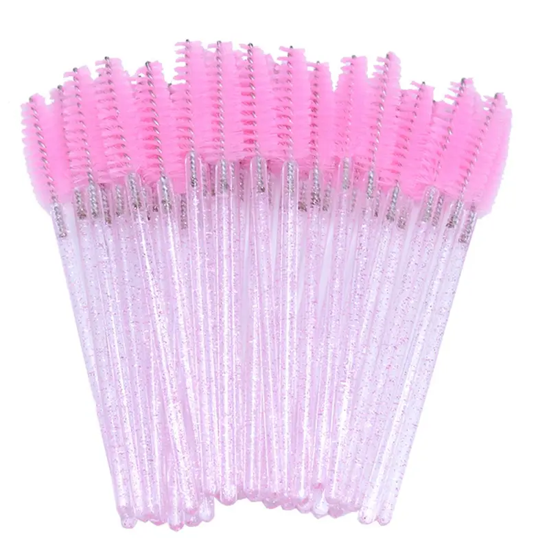 50pcs Disposable Eyelash & Eyebrow Brush, Glitter Design Eyelashes Brushes Comb, Makeup Brushes, Professional Makeup Tools For Women, Summer Makeup Gift, Valentine's Day Gift, Makeup Brushes 0