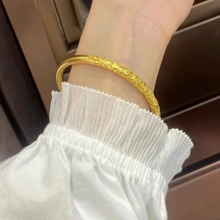 Vòng Tay Tròn, Họa Tiết Gậy Xiangyun Vàng Tròn Đơn Giản, Phong Cách Cổ Trang Viễn Cổ Trung Quốc Mới, Thời Trang Sang Trọng, Bán Buôn Có Sẵn 2