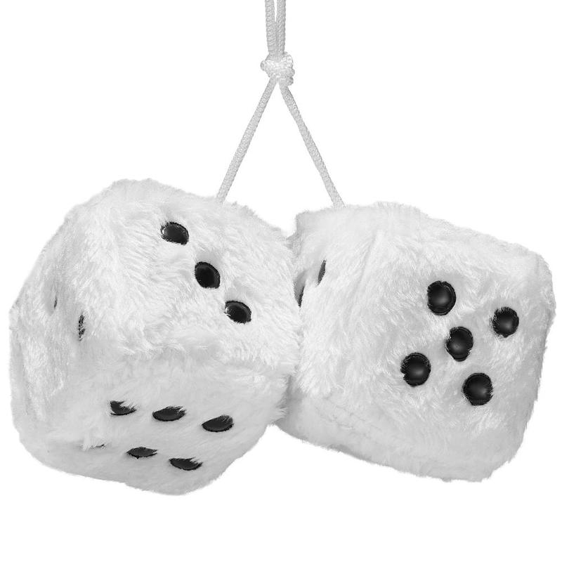 Creative Plush Dice Design Car Hanging Decoration, 1 Pair Soft Dice Car Mirror Hanging Ornament, Car Interior Accessories 2