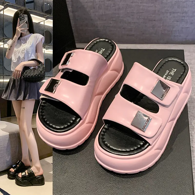 Giày Nữ, Dép, Dành Cho Phụ Nữ, Dày Hơn 7Cm, Dép Đế, Thích Hợp Đi Biển, Giày Quai Dán, Có Thể Đeo Ngoài Trời, Hàng Mới Về Năm 2024 1