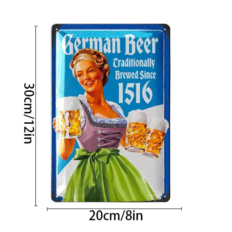 Vintage Beer Sign, Embossed Aluminum Metal Beer Sign, Beer Lover's Wall Decor, Wall Art for Home Bar, Wall Decor for Home Bar 1