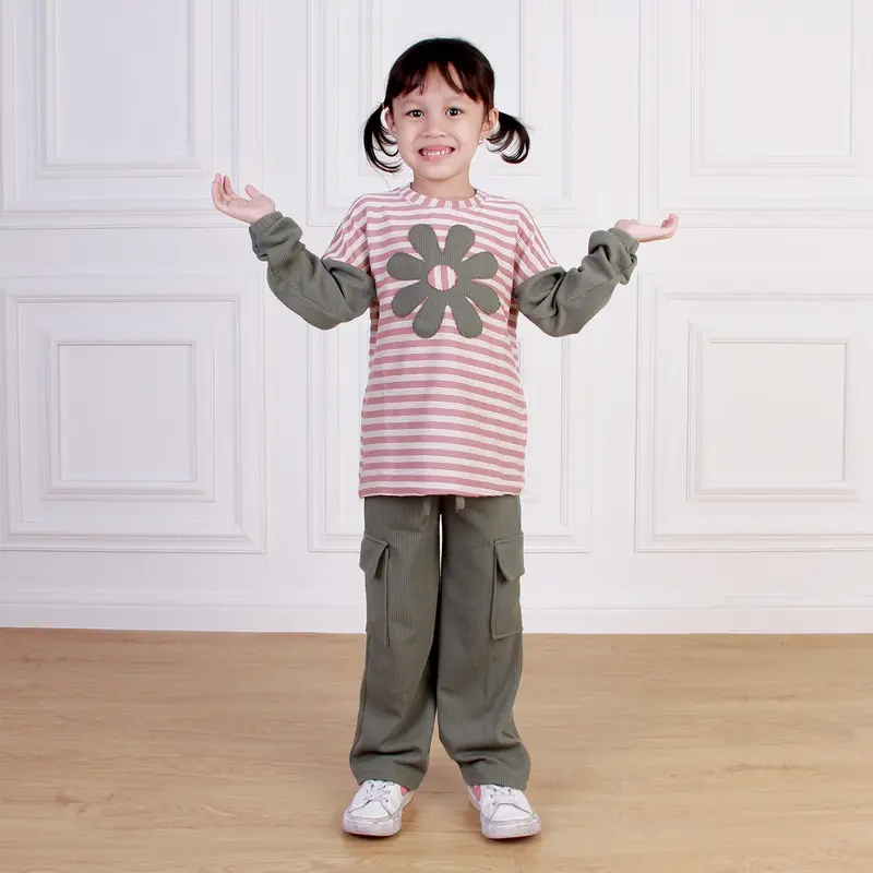 Dungdungkids Setelan Anak Shidqia Caramel Knitt Bunga 3 - 12 Tahun 4