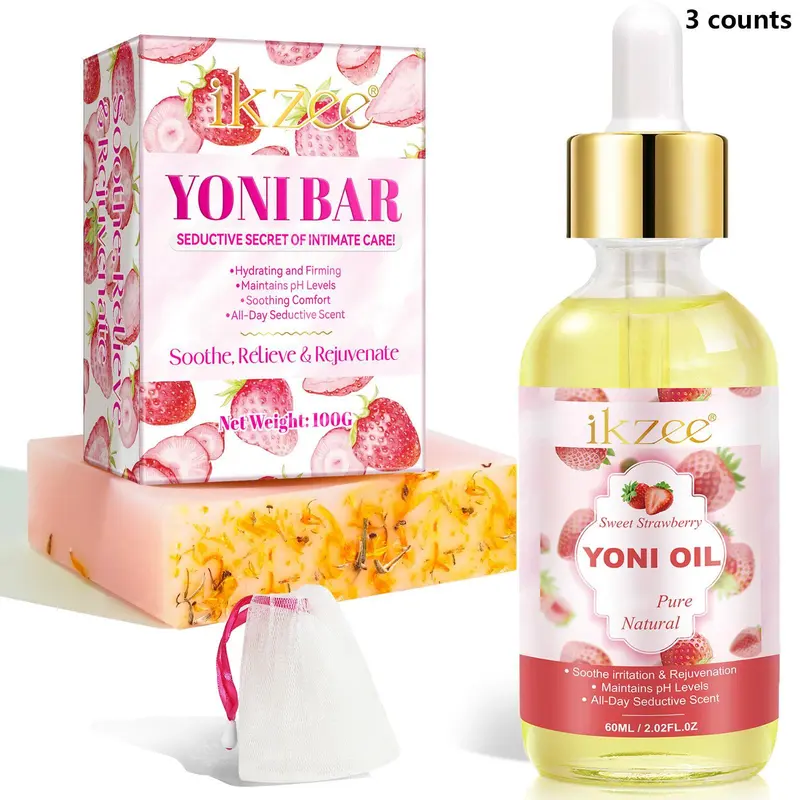 Strawberry Flavor Bath & Body Care Set, Including 1 Count Oil & 1 Count Soap, Women's Cleansing and Care Set 0