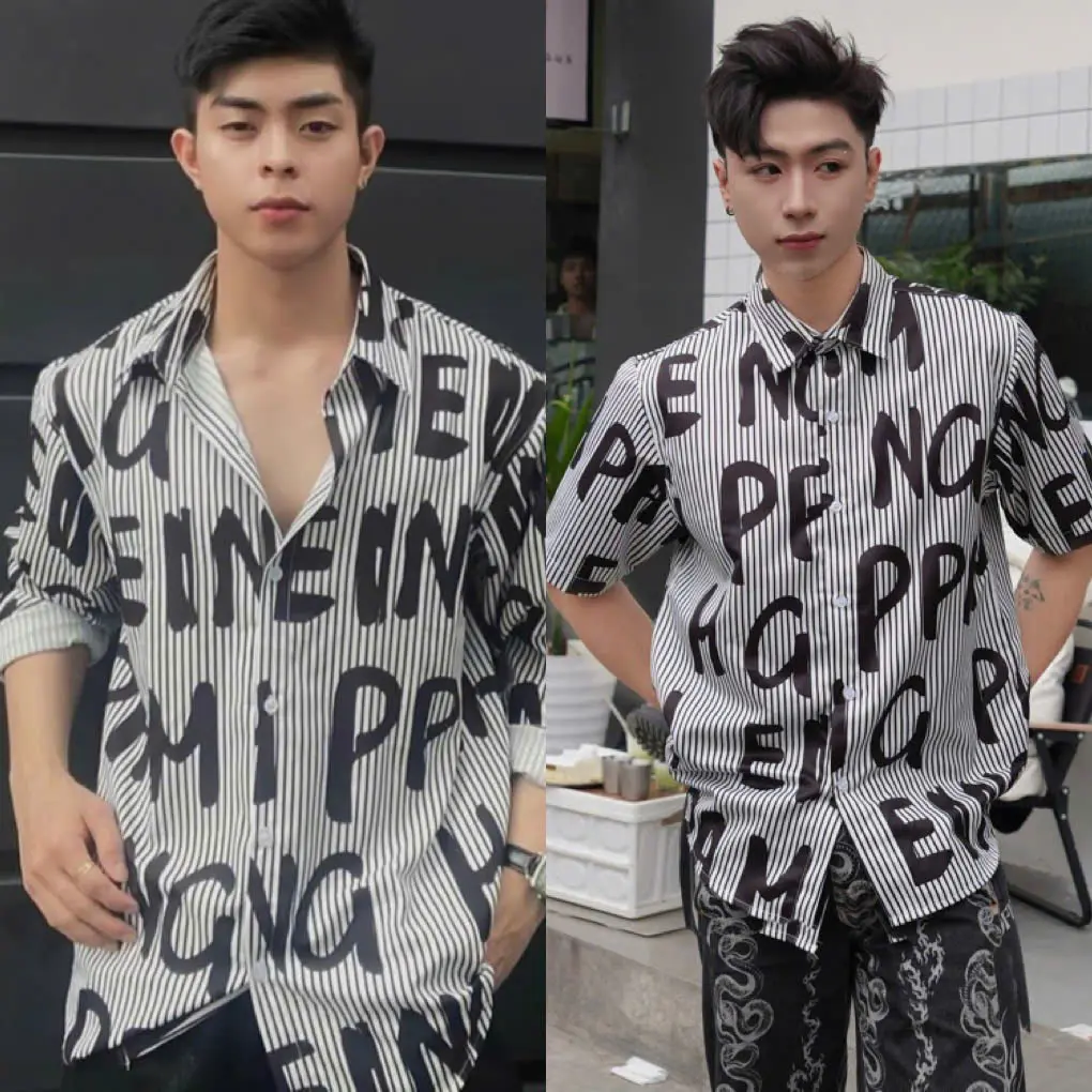 Áo Sơ Mi Nam Hoạ Tiết Phối CHỮ ĐEN, Sơ mi Badboy Chất Lụa Dày Mịn Đẹp Hàng Thiết Kế Mr.Smile 99 Shop SM063 Menswear Shirt