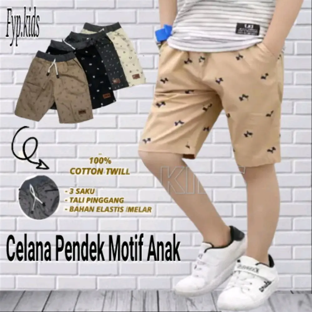 Celana Pendek Anak Laki Laki & Perempuan Usia 4 sampai 15 Tahun Katun Santai Polos Hitam Fashion