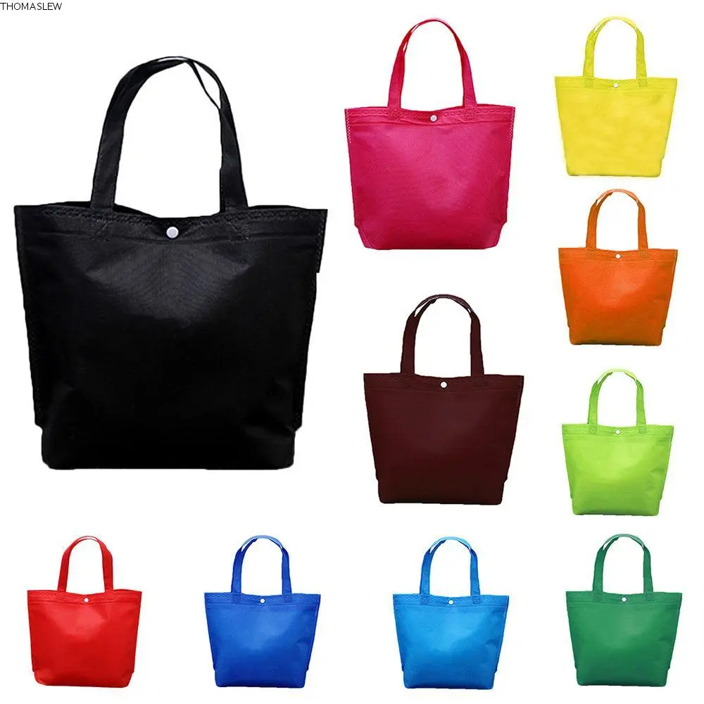 THOMASLEW Multi-color Environmental protection Women Reusable Non-Woven Canvas Cloth Eco Fabric Tote Pouch Handbag Shopping Bag Grocery Storage