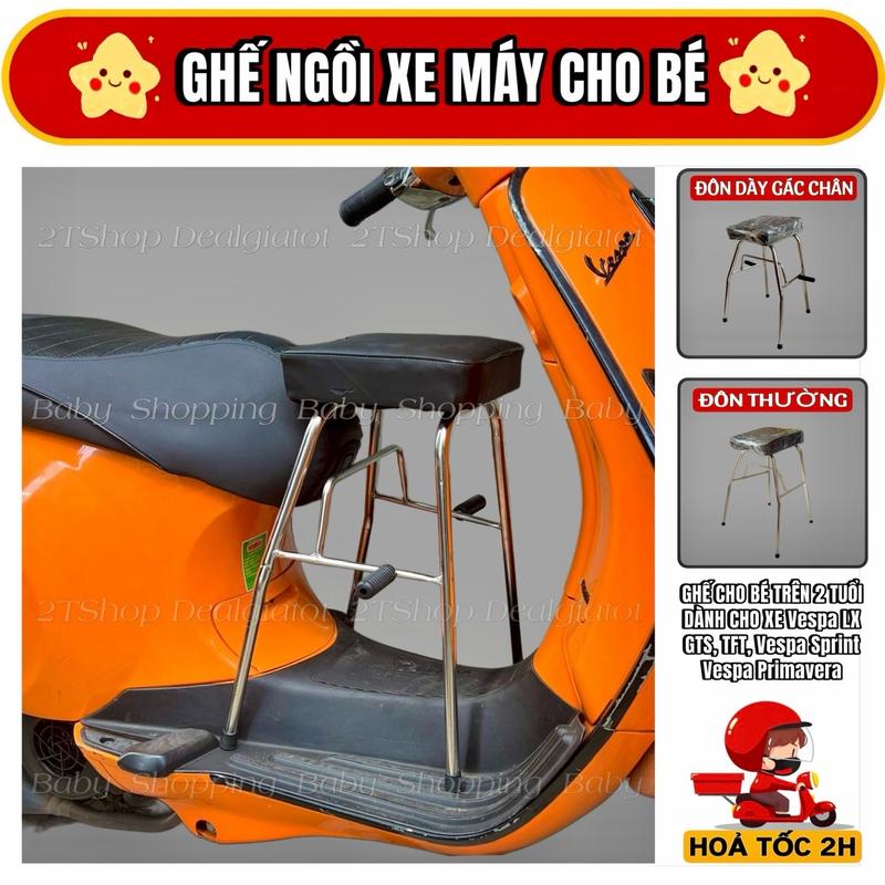Ghế Đôn Ngồi Xe Máy Cho Bé Trên 2 Tuổi - Dành Cho Xe Vespa LX, Vespa Sprint, Vespa GTS, Vespa Primavera, Medley, Liberty - Phụ Kiện