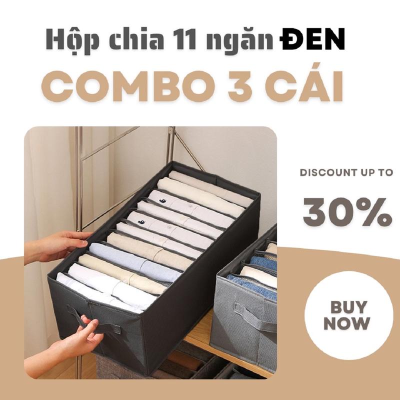 COMBO 3 HỘP Đựng Đồ Chia Ngăn có nắp có bìa cứng lót Đáy Hộp Đựng quần áo Thùng đựng đồ chơi gấp gọn có bìa cứng lót đáy Có nắp Bảo quản đồ may mặc 7