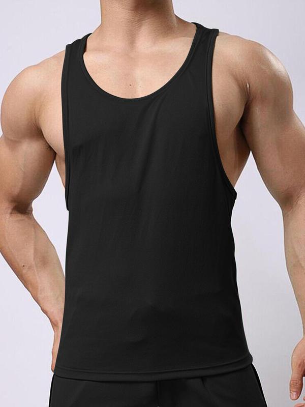 Men's Solid Color Tank Top, Breathable Comfortable Sleeveless Top for Daily Wear, Men's Top for Summer 2