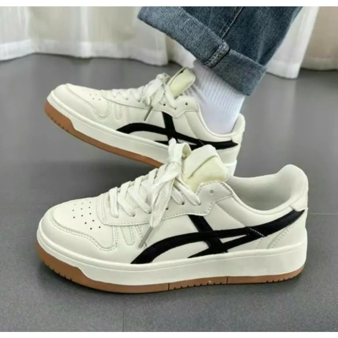 Giày sneaker nam nữ Asic vệt đen vệt xám quốc dân full size từ 36-43/ sneaker đế bằn Shoes hottrend