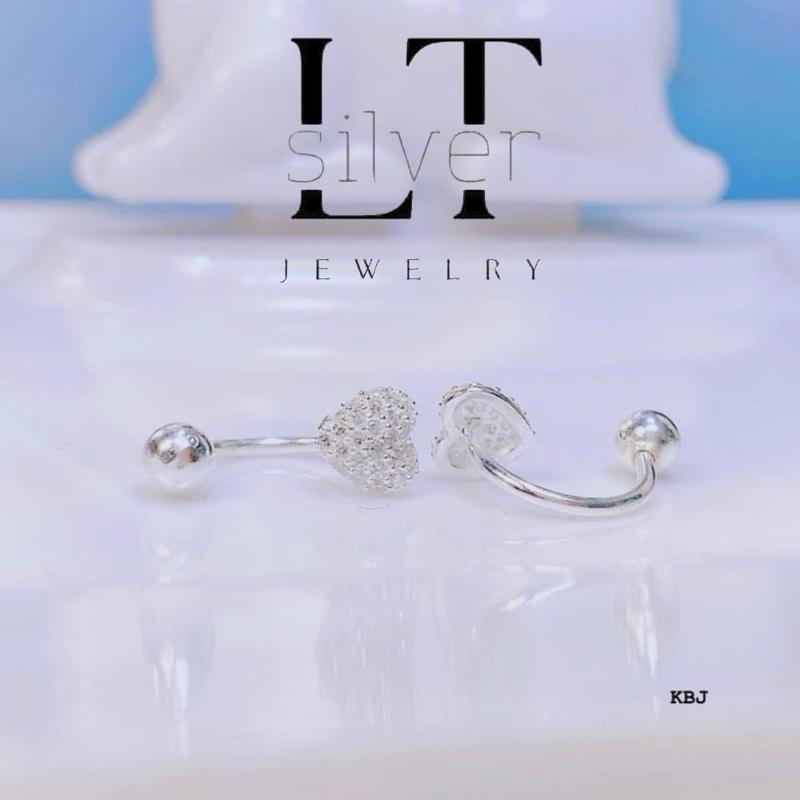  Bông tai bạc ta chốt vặn tim 8886 LTJ trẻ trung xinh xắn 