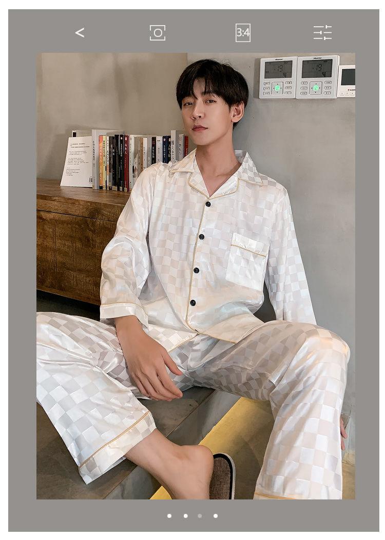 Product Introduction of Đồ Ngủ Nam, Bộ Sưu Tập Mùa Xuân Và Mùa Thu, Dài Tay, Chất Liệu Lụa Lạnh Mỏng Và Ngoại Cỡ, Cao Cấp, Chất Liệu Lụa Nhân Tạo, Thích Hợp Cho Mùa Xuân Và Mùa Thu, Ngoại Cỡ, Thích Hợp Cho Học Sinh, Bộ Đồ Mặc Nhà, Hàng Mới Về 2025 19