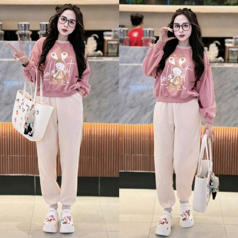 Set Bộ Quần Áo Form Vừa Freesize 40-60kg , Hoạ Tiết Hình Thỏ CHIC Cho Nữ, Chất Liệu Nỉ 2 Da, Top Women, Set Đồ Nữ Đẹp, Bộ Nỉ Thu Đông Nữ, Set Đồ Nữ Mùa Đông 5