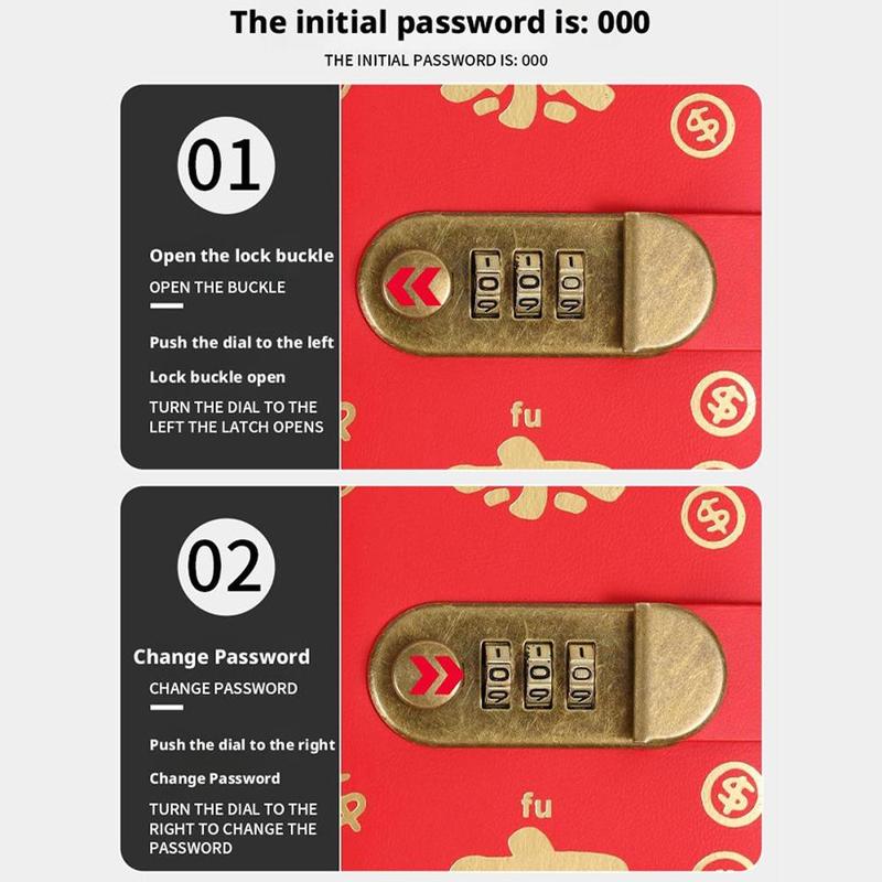 Chinese Red [Get Rich] Password Saving Book Hold Cash And Banknotes Large-Capacity Storage Book For Financial Management Money Saving Book 1