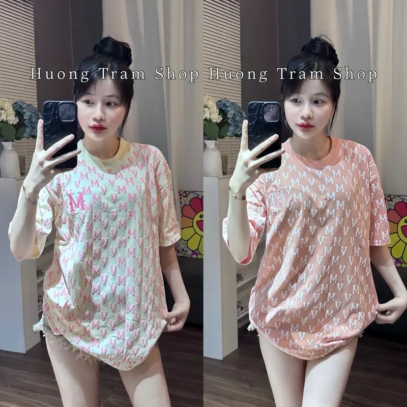 Áo Thun  Freesize Cotton 2chiều 250gsm - MV in Nổi Full áo thêu Ngực M , Hương Trầm Shop , Form 42-70kg , Chất cotton lạnh mềm mát , Nam và Nữ Women Top Cổ Tròn , Phối Jean xinh Voan 0