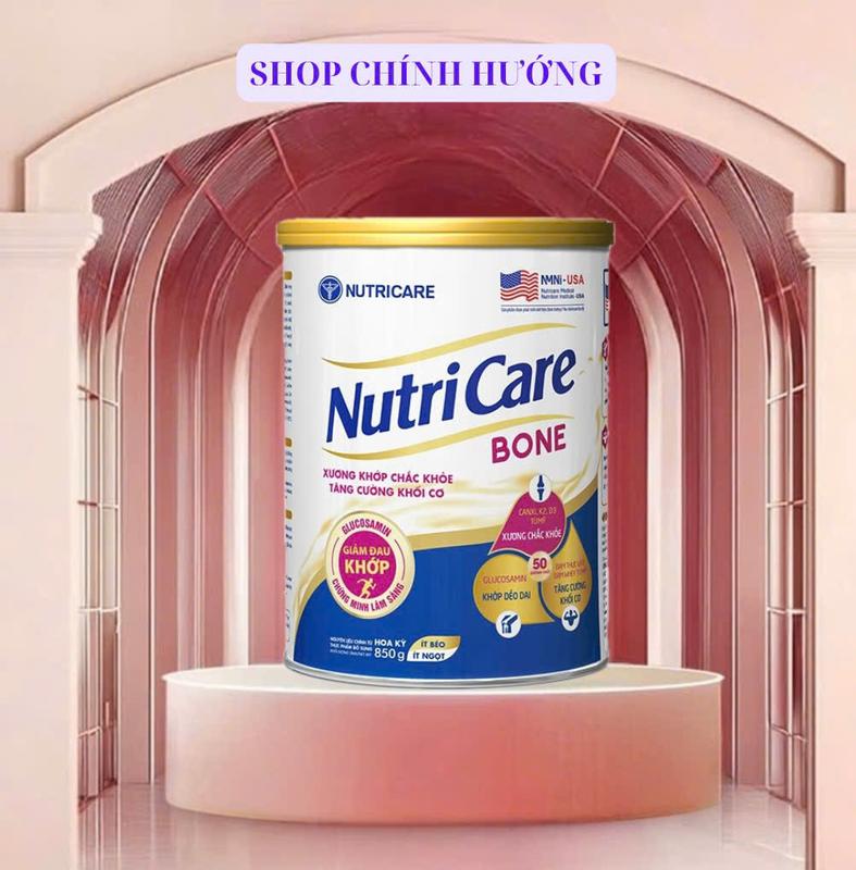 Sữa bột NutriCare Bone công thức dinh dưỡng giàu canxi dành cho người trưởng thành lon 850g