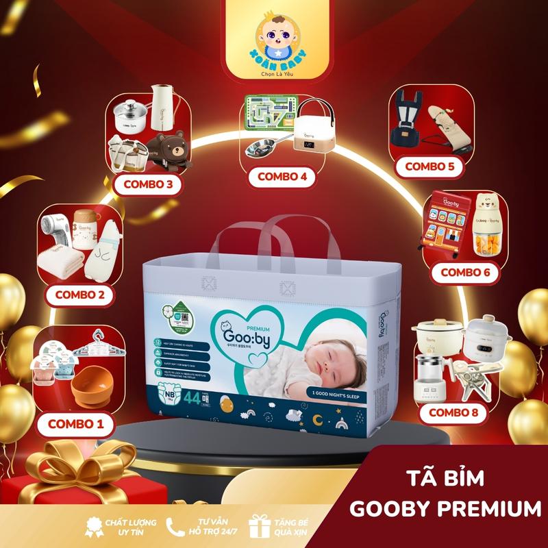 Tã/bỉm quần, dán Gooby Premium - Chuyên gia bỉm đêm, chống trào đến 12h size NB đến 3XL cho bé từ 6kg - 24kg 2