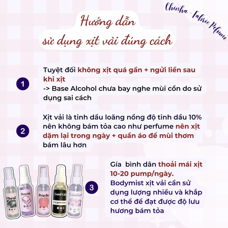 Product Introduction of Xịt thơm quần áo Fabric Perfume xả khô quần áo - Linen Perfume 50ml. Xịt toàn thân bodymist Nước Hoa Cosmetic 1